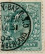 half-penny stamp blue green
