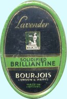 tin of 'Bourjoir' brilliantine [H3.25 inches x W2.3 inches x D 0.9 inches]